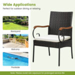 5 Pieces Patio Wicker Dining Set with Detachable Cushion and Umbrella Hole - Image 9