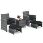 5 Pieces Patio Furniture Set PE Wicker Outdoor Lounge Chairs with 2 Ottomans - Image 4