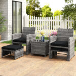 5 Pieces Patio Furniture Set PE Wicker Outdoor Lounge Chairs with 2 Ottomans - Image 2