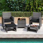 5 Pieces Patio Furniture Set PE Wicker Outdoor Lounge Chairs with 2 Ottomans - Image 3
