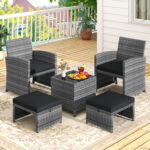5 Pieces Patio Furniture Set PE Wicker Outdoor Lounge Chairs with 2 Ottomans - Image 6
