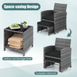 5 Pieces Patio Furniture Set PE Wicker Outdoor Lounge Chairs with 2 Ottomans - Image 7