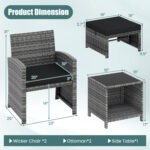 5 Pieces Patio Furniture Set PE Wicker Outdoor Lounge Chairs with 2 Ottomans - Image 5