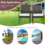 5 Pieces Patio Wicker Cushioned Dining Set with Umbrella Hole - Image 11