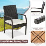 5 Pieces Patio Wicker Cushioned Dining Set with Umbrella Hole - Image 9