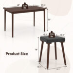 5 Piece Dining Table Set for 4 with 4 Upholstered Stools and Rubber Wood Legs - Image 5