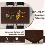 5 Piece Dining Table Set for 4 with 4 Upholstered Stools and Rubber Wood Legs - Image 7