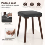 5 Piece Dining Table Set for 4 with 4 Upholstered Stools and Rubber Wood Legs - Image 9