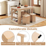5 Pieces Dining Table Set with Storage Shelf and 4 Stools - Image 10