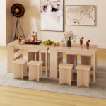 5 Pieces Dining Table Set with Storage Shelf and 4 Stools - Image 9