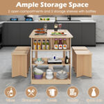 5 Pieces Dining Table Set with Storage Shelf and 4 Stools - Image 6
