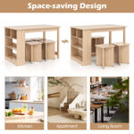 5 Pieces Dining Table Set with Storage Shelf and 4 Stools - Image 8