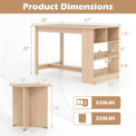 5 Pieces Dining Table Set with Storage Shelf and 4 Stools - Image 5