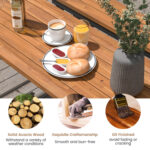 Outdoor Dining Table and Bench Set with Acacia Wood Top for Yard Garden Poolside - Image 8
