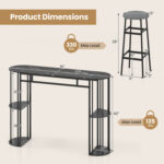 60 Inch Dining Table and 2 Upholstered Barstools with Faux Marble Tabletop - Image 5
