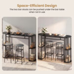 60 Inch Dining Table and 2 Upholstered Barstools with Faux Marble Tabletop - Image 10