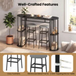 60 Inch Dining Table and 2 Upholstered Barstools with Faux Marble Tabletop - Image 11