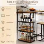 3-Piece Bar Table Set for 2 Bar-Height Dining Table with 2 Stools - Image 9