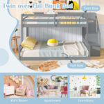 Solid Wood Twin Over Full Low Bunk Bed with Storage Stairs - Image 14