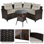 4 Pieces Outdoor Cushioned Rattan Furniture Set - Image 8