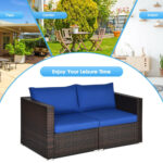 2 Pieces Patio Rattan Sectional Conversation Sofa Set - Image 10