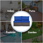 2 Pieces Patio Rattan Armless Sofa Set with 2 Cushions and 2 Pillows - Image 6