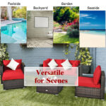 6 Pieces Patio Rattan Furniture Set with Sectional Cushion - Image 10