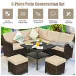 6 Pieces Patio Rattan Dining Sofa Funiture Set - Image 2