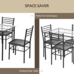 5 Pieces Dining Set with Tempered Glass Top Table and 4 Upholstered Chairs - Image 6