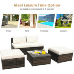 5 Pieces Wicker Lounge Chair Set with Washable Zippered Cushions - Image 6