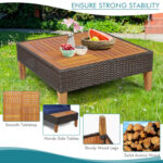 4 Pieces Patio Cushioned Rattan Furniture Set with Wooden Side Table - Image 5