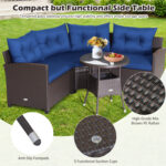 4 Pieces Patio Rattan Furniture Set Cushioned Sofa Glass Table - Image 11