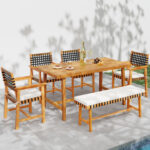 6-Piece Patio Dining Set for 5-6 People Farmhouse Furniture - Image 2