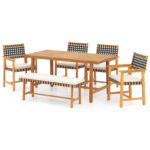 6-Piece Patio Dining Set for 5-6 People Farmhouse Furniture - Image 3