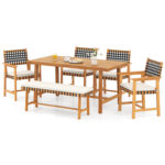 6-Piece Patio Dining Set for 5-6 People Farmhouse Furniture - Image 4