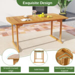 6 Pieces Outdoor Acacia Wood Dining Set with Umbrella Hole - Image 10