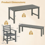 6 Pieces Patio Dining Bench Set Outdoor HDPE Weather Resistant Table and Chairs Set - Image 5
