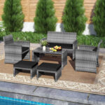 6 Pieces Patio Furniture Set Outdoor Sectional Conversation PE Rattan Sofa Set - Image 2