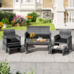 6 Pieces Patio Furniture Set Outdoor Sectional Conversation PE Rattan Sofa Set - Image 6