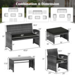 6 Pieces Patio Furniture Set Outdoor Sectional Conversation PE Rattan Sofa Set - Image 5