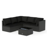 6 Pieces Patio Rattan Furniture Set with Cushions