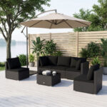 6 Pieces Patio Rattan Furniture Set with Cushions - Image 6