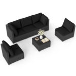 6 Pieces Patio Rattan Furniture Set with Cushions - Image 4