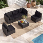 6 Pieces Patio Rattan Furniture Set with Cushions - Image 3