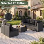 6 Pieces Patio Rattan Furniture Set with Cushions - Image 7