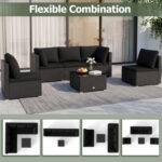 6 Pieces Patio Rattan Furniture Set with Cushions - Image 8