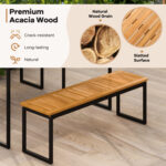 6 Pieces Outdoor Acacia Wood Dining Set with Bench and 2 Inches Umbrella Hole - Image 7