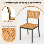 6 Pieces Outdoor Acacia Wood Dining Set with Bench and 2 Inches Umbrella Hole - Image 6