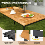 6 Pieces Outdoor Acacia Wood Dining Set with Bench and 2 Inches Umbrella Hole - Image 8