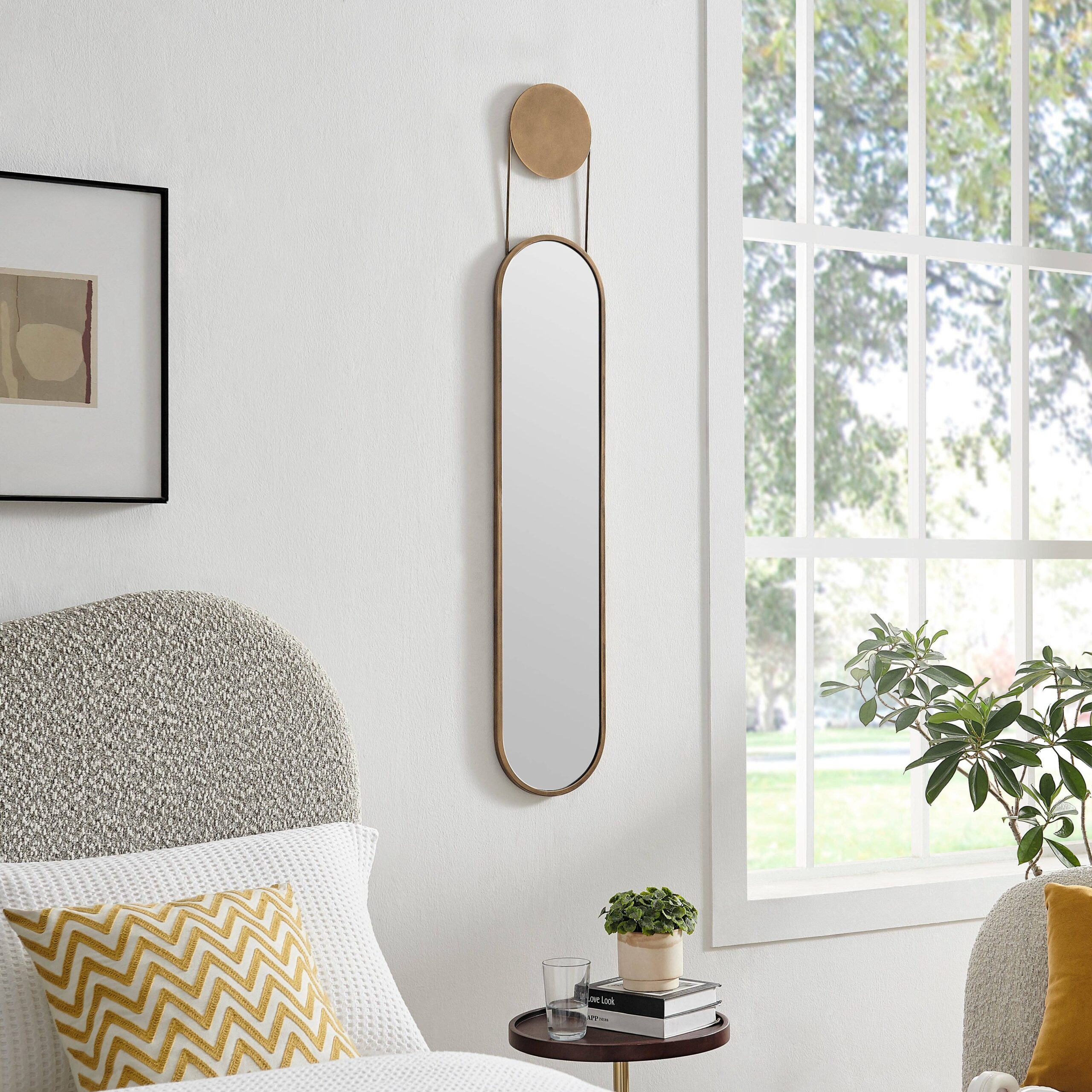 Antique Brass Oval Wall Mirror